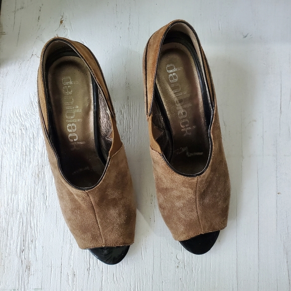 dani black peep toe cone heel suede booties - Picture 2 of 6